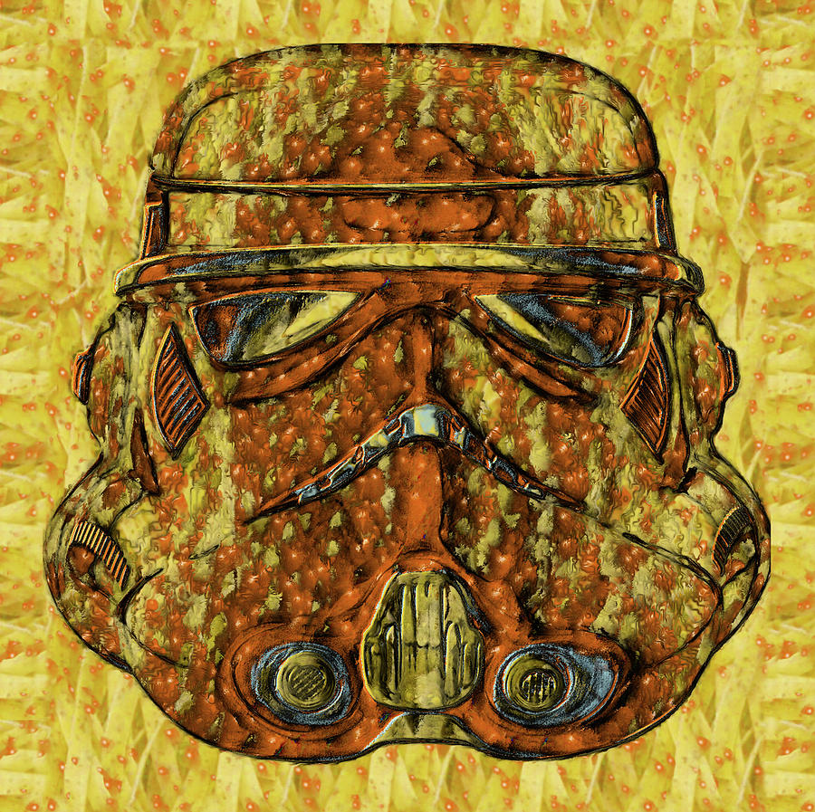 Star Wars Stormtrooper Helmet Drawing #1 Painting by Doc Braham