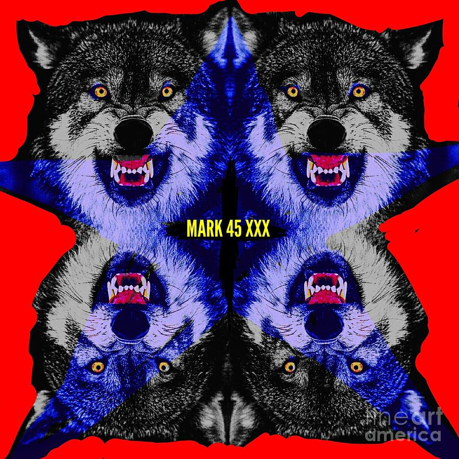 Star wolf  Mixed Media by Mark Bradley