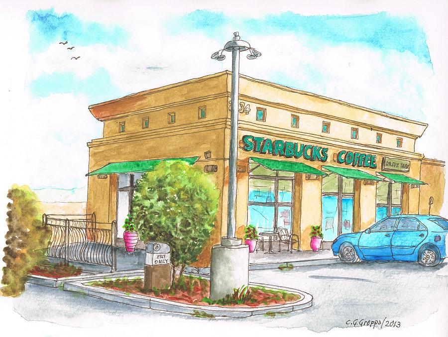 Starbucks Coffee in Barstow - CA Painting by Carlos G Groppa