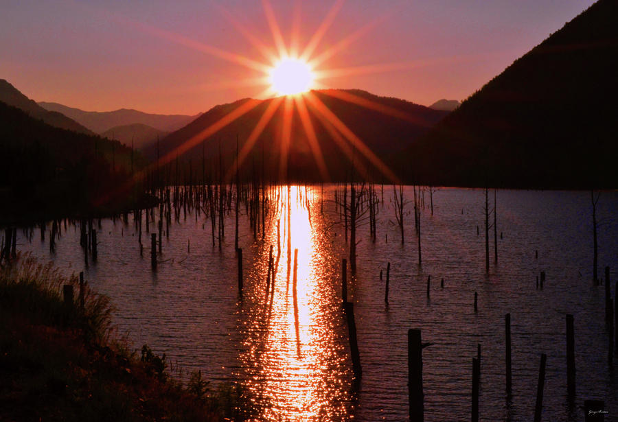 Starburst Sunrise - Earthquake Lake 005 Photograph by George Bostian