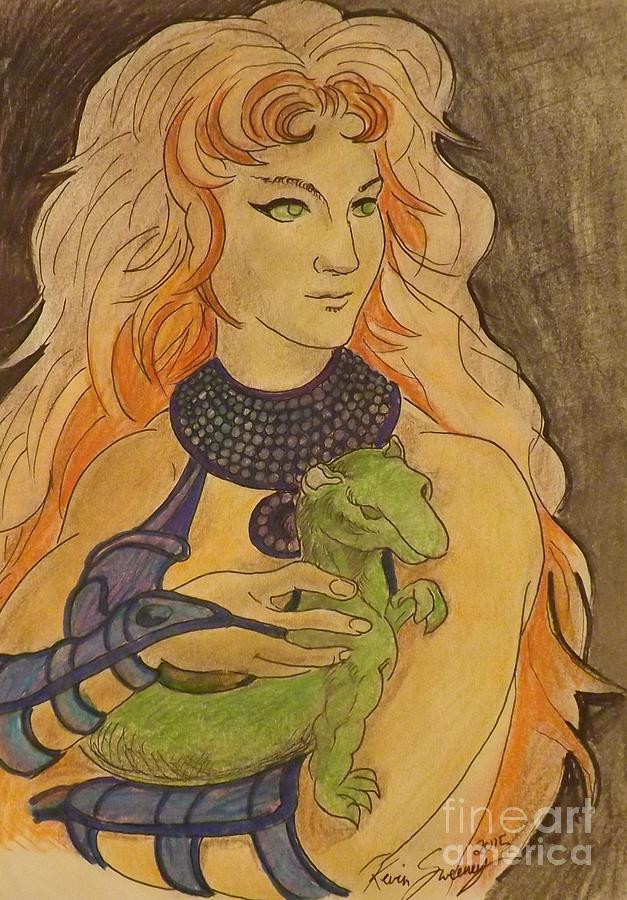 Starfire With Beast Boy In The Form Of A Ermine Mixed Media