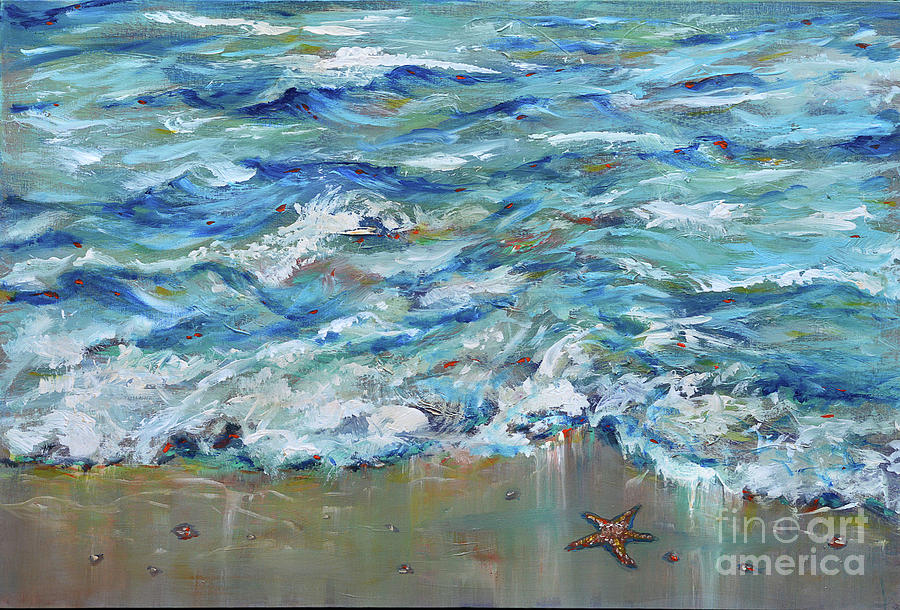 Starfish AT the Edge Painting by Linda Olsen