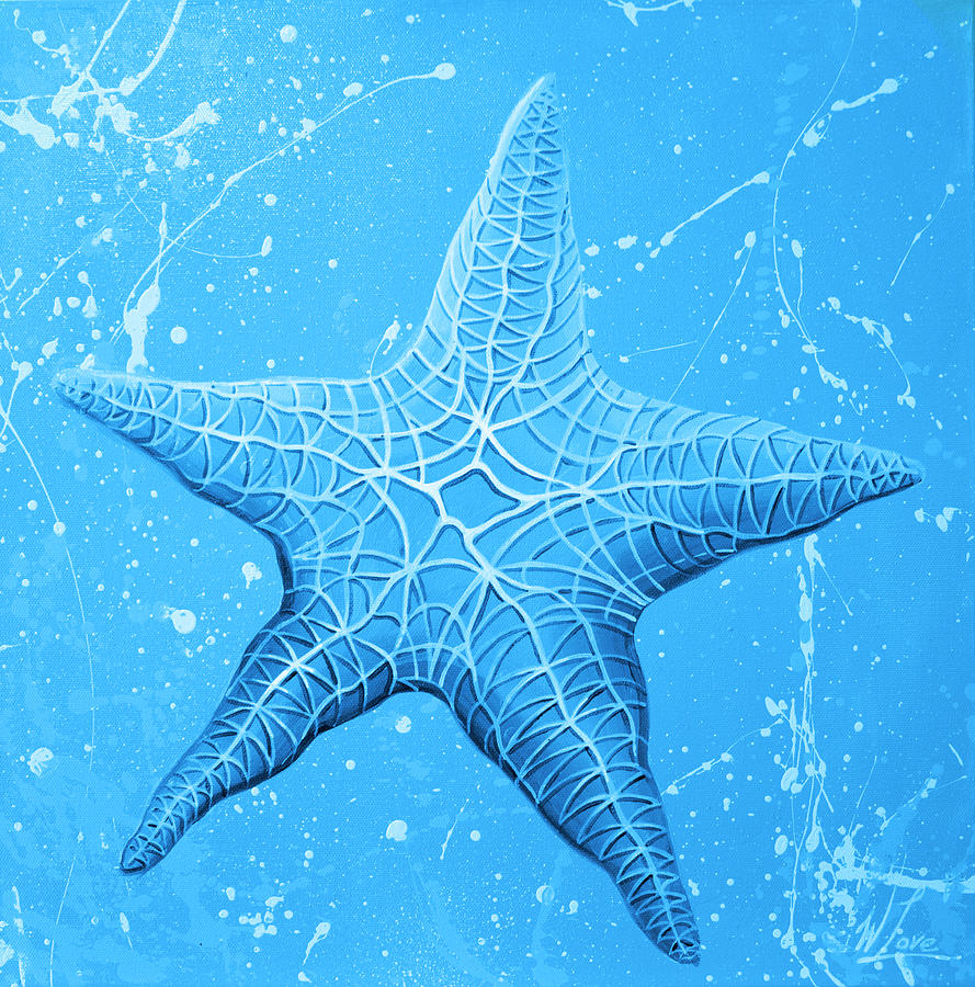 Starfish in Blue Painting by William Love