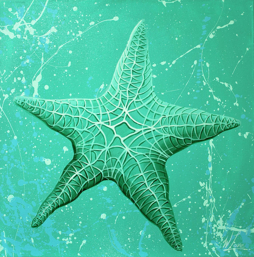 Starfish In Teal Painting by William Love