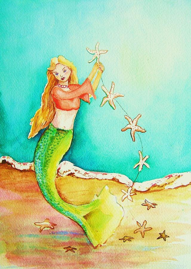Starfish Mermaid Painting by Patricia Piffath