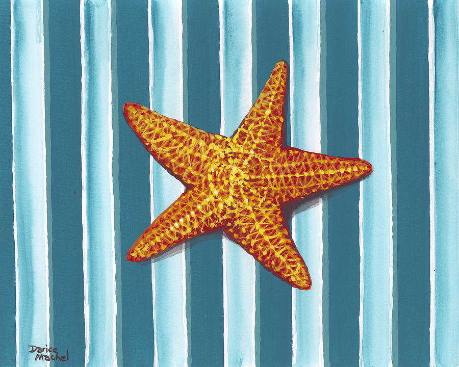 Starfish On Stripes Painting by Darice Machel McGuire