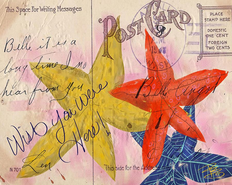 Starfish postcard Digital Art by Debra Baldwin