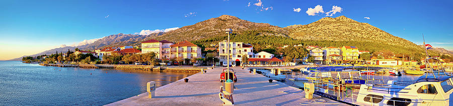 Starigrad Paklenica waterfront at sundown panoramic view Photograph by Brch Photography