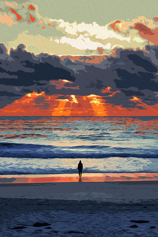 Sunset Painting - Staring at the Ocean by AM FineArtPrints