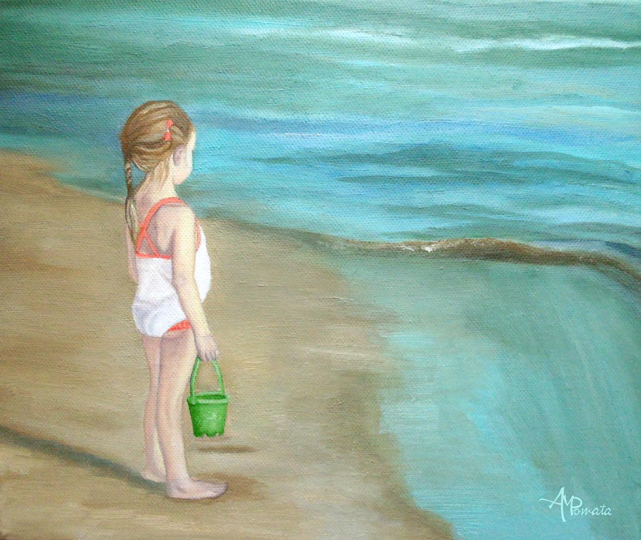 Summer Painting - Staring At The Sea by Angeles M Pomata