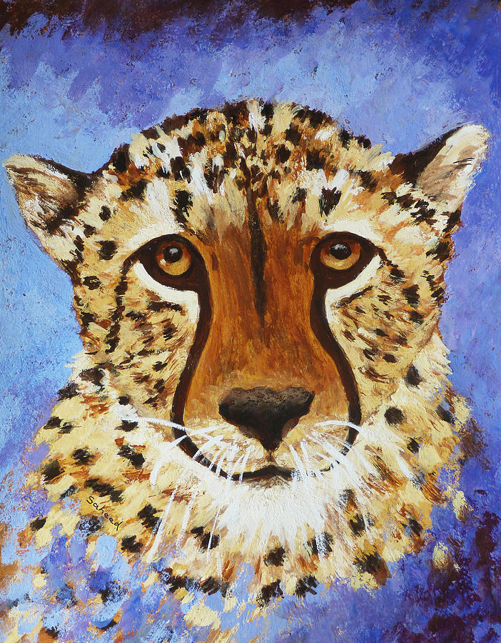 Staring Cheetah Painting by Margaret Saheed