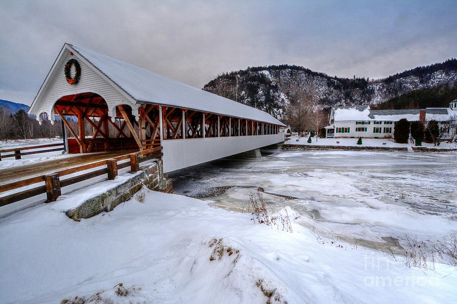 Stark Covered Bridge in the Dead of Winter Photograph by Steve Brown
