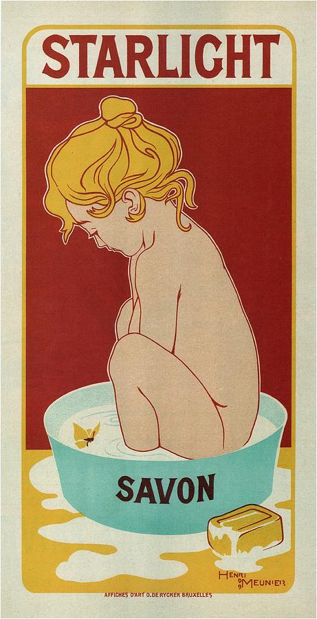 Starlight Savon - Bathing Soap - Vintage Soap Advertising Poster Mixed Media