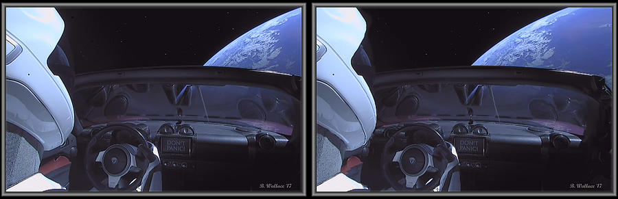 Starman In Elon Musks Tesla Roadster - 3D X-View Mixed Media by Brian Wallace