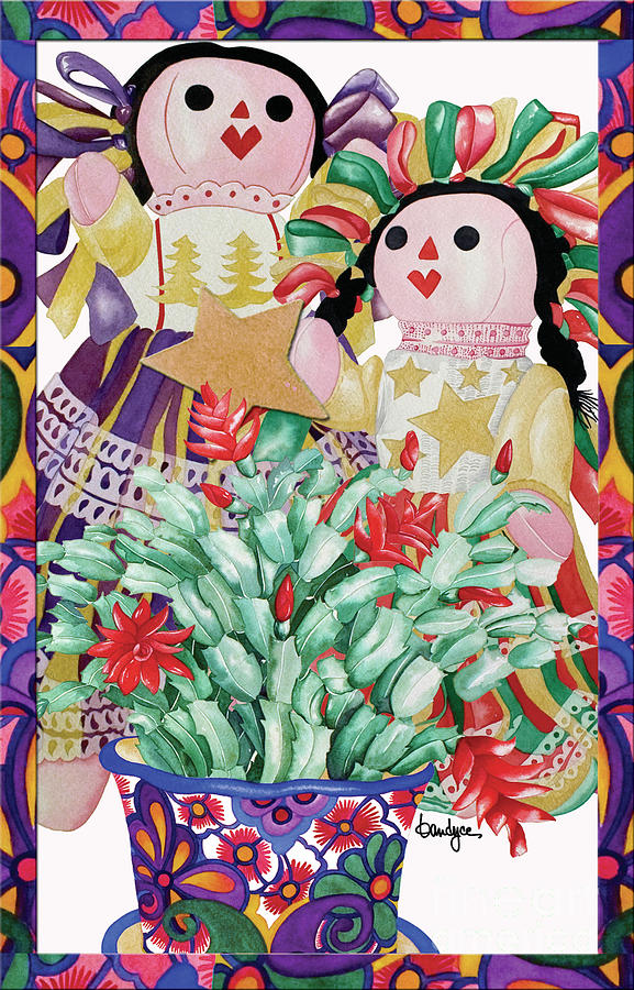 Christmas Card Painting - Starring the Christmas Cactus by Kandyce Waltensperger