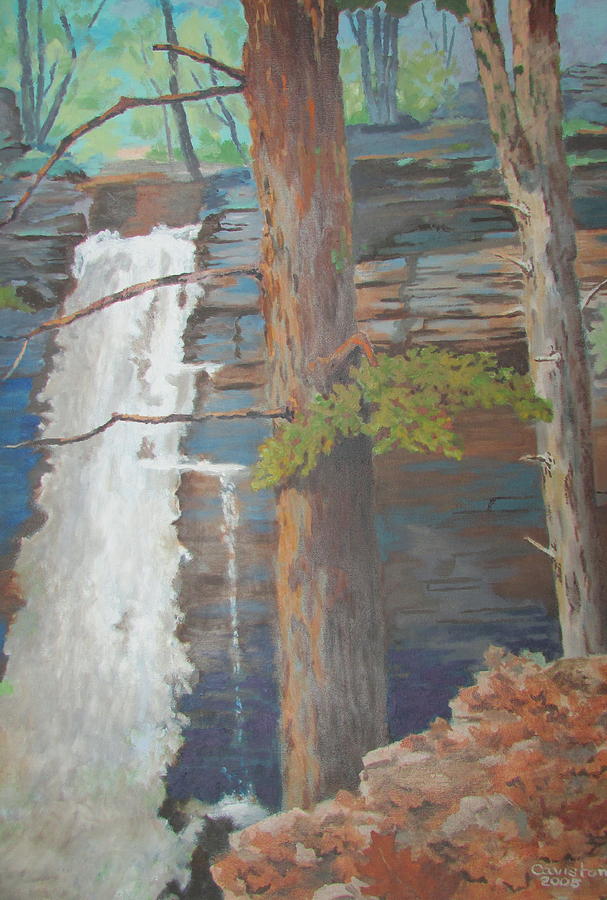 Starrucca Pa. Falls Painting by Tony Caviston