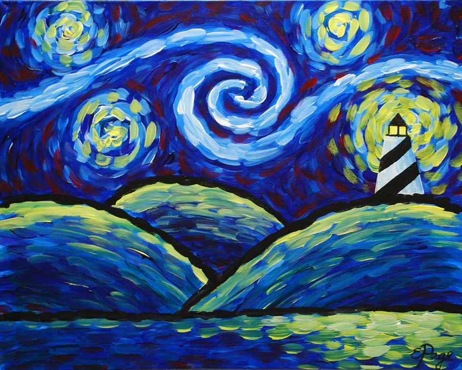 Starry Night at Cape Hatteras Painting by Emily Page