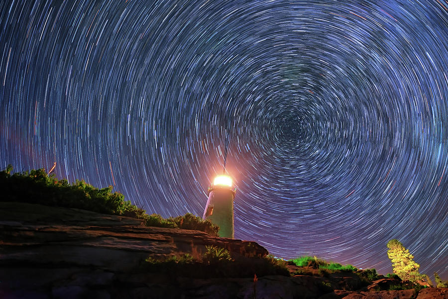 Sunset Photograph - Starry Night at Pemaquid Point by Rick Berk