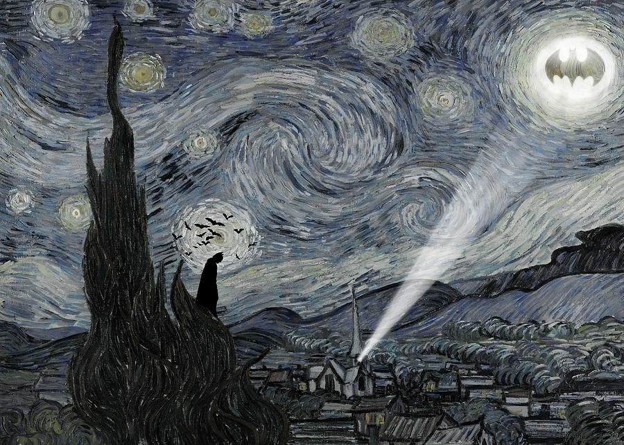 Vincent Van Gogh Digital Art - Starry Night Batman by Denny H