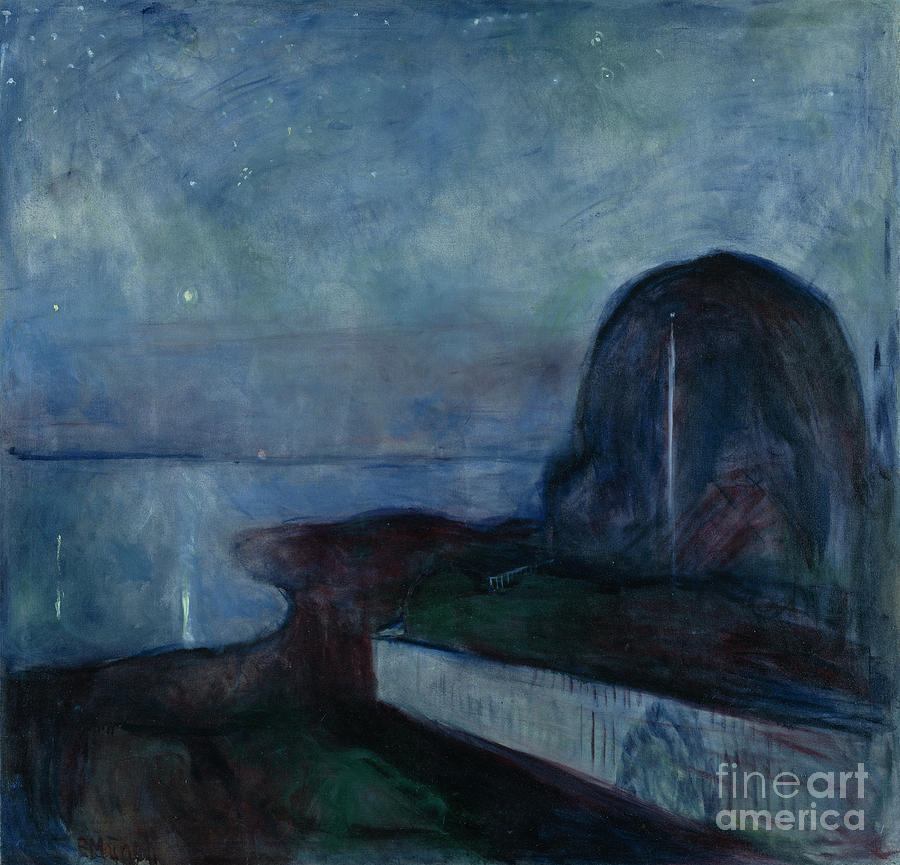 Rembrandt Painting - Starry Night by Edvard Munch by Esoterica Art Agency