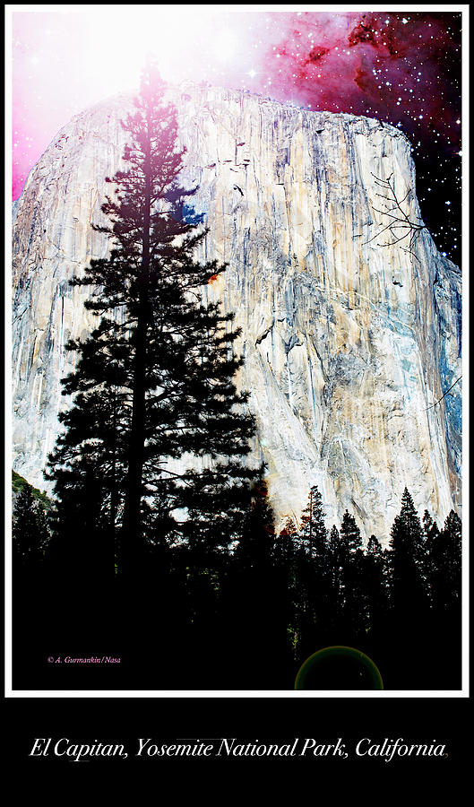 Starry Night, El Capitain Mountain, Yosemite National Park, Cali Photograph by A Macarthur Gurmankin