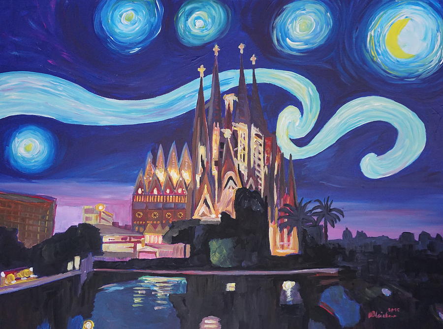 Starry Night in Barcelona - Van Gogh Inspirations with Sagrada