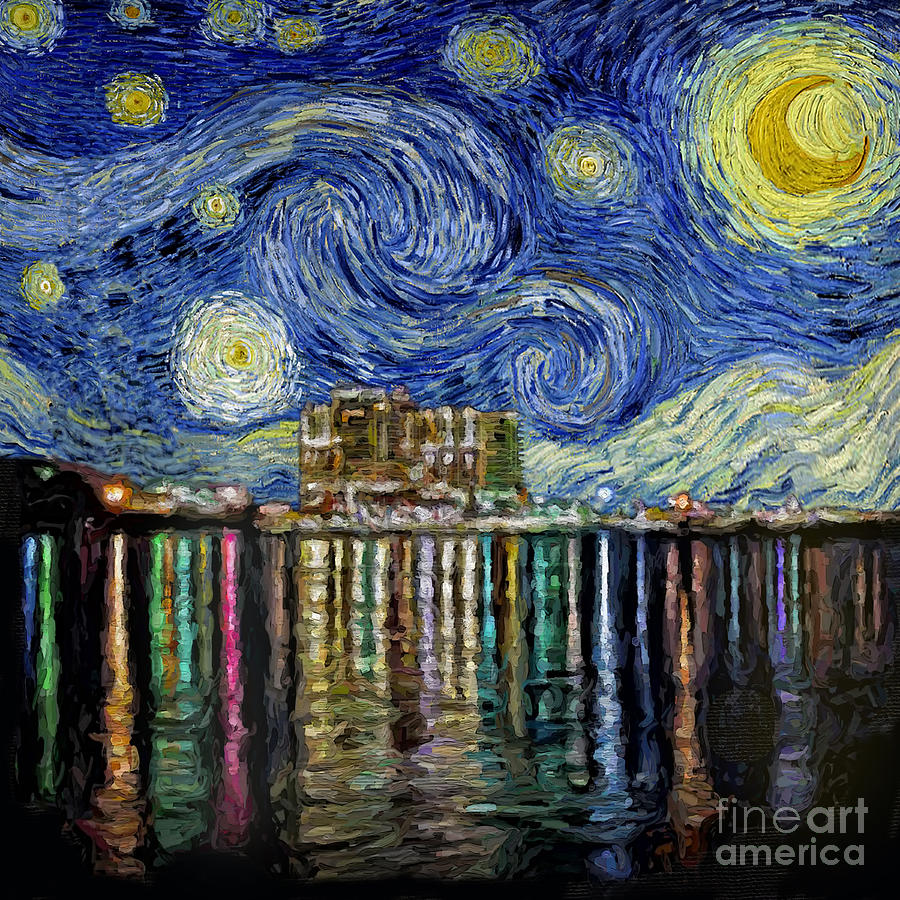 Vincent Van Gogh Painting - Starry Night In Destin by Walt Foegelle