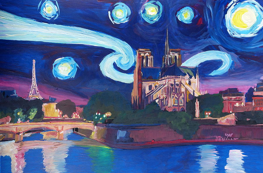 Starry Night In Paris Van Gogh Inspirations With Eiffel Tower And