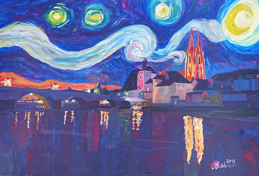Starry Night in Regensburg Van Gogh Inspirations on River Danube ...