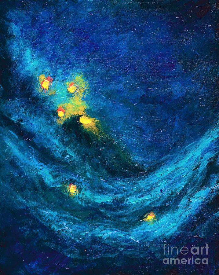 Starry Night Nebula  Painting by Allison Constantino