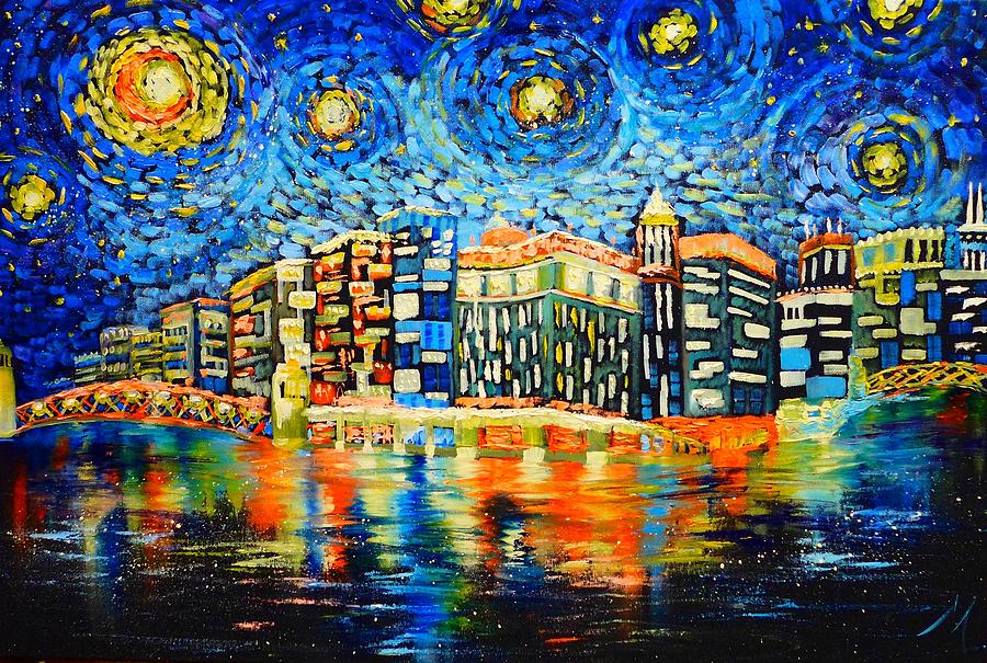 Starry Night Over Chicago Painting by Marina Wirtz - Fine Art America