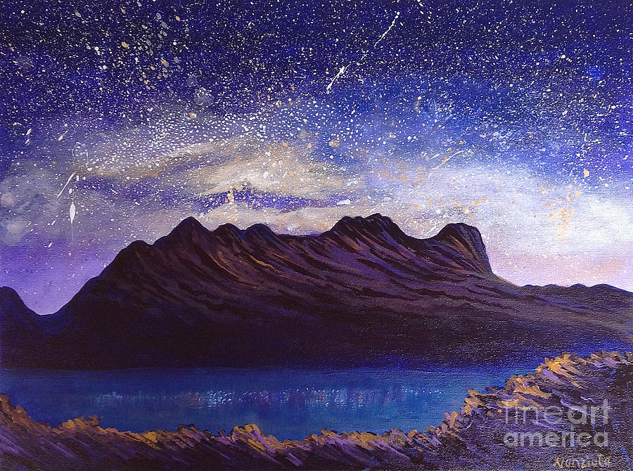 Starry Night Over Mountain Painting by Nancy McNamer
