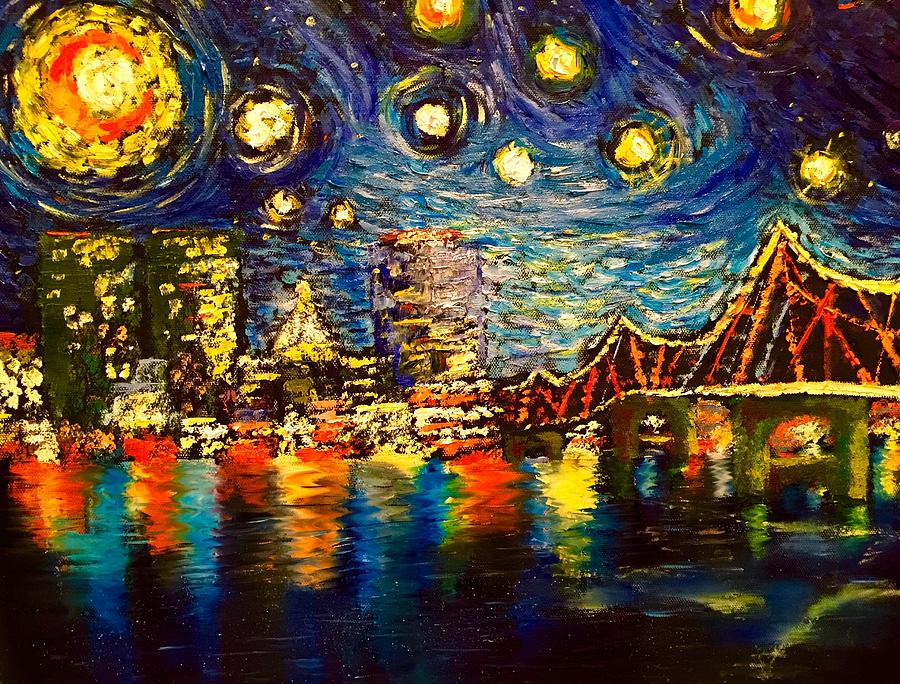 Starry Night Over Peoria Painting by Marina Wirtz