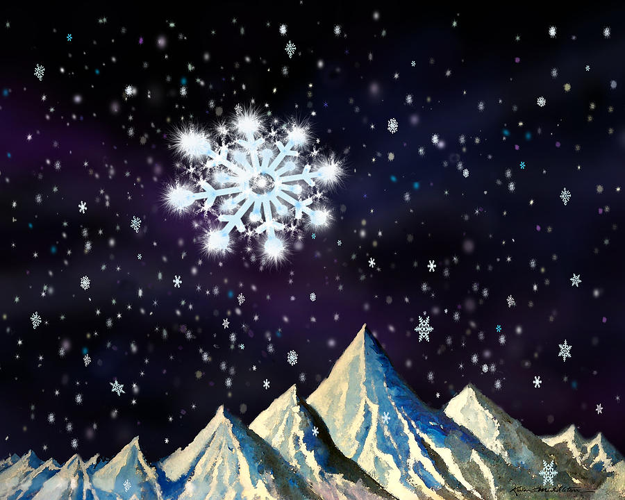 Starry night snowflake Digital Art by Kevin Middleton
