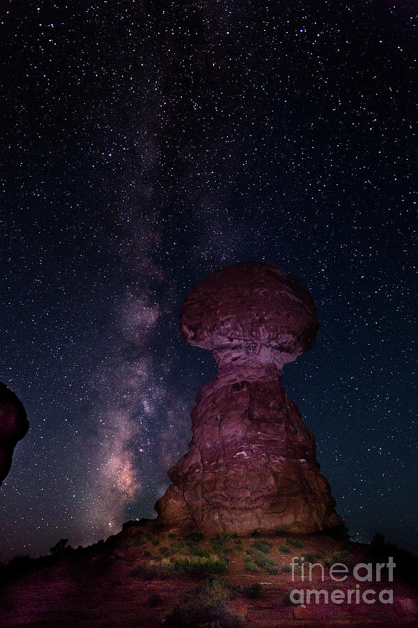National Parks Photograph - Starry Night with the Milky Way at Balanced Rock by Jon Ma