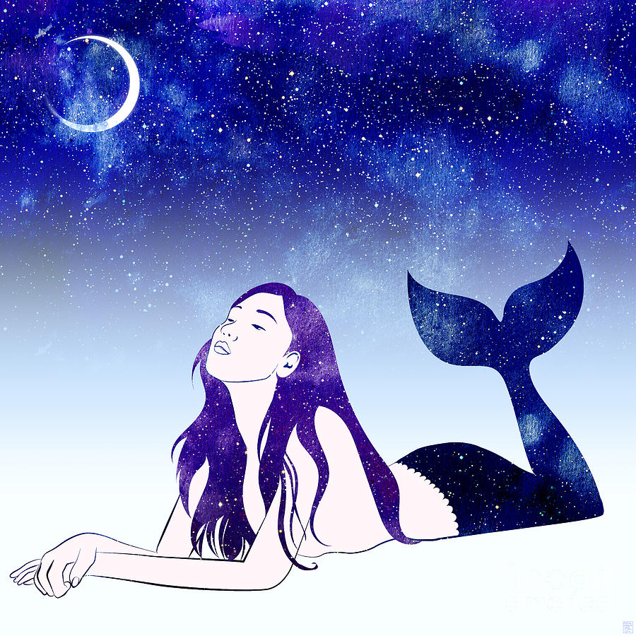 Mermaid Digital Art - Starry Siren by Stevyn Llewellyn