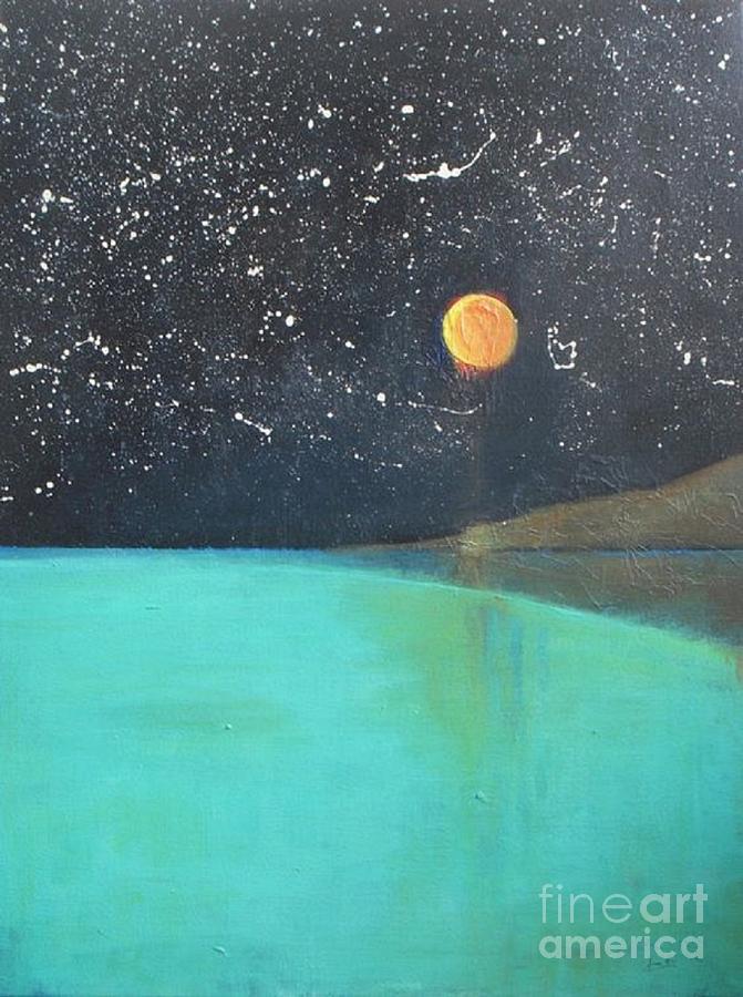 Landscape Painting - Starry sky above the ocean by Vesna Antic