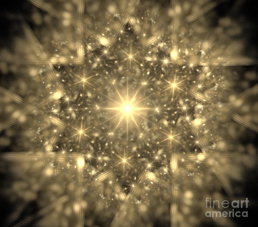 Abstract Digital Art - Starry Snowflake by Kim Sy Ok