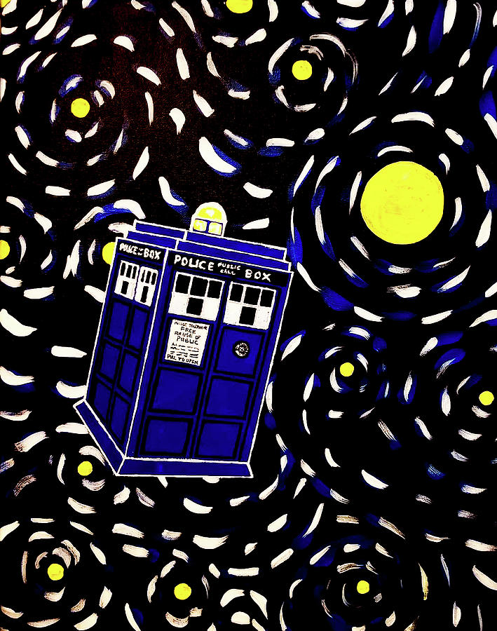 Starry Tardis Filled Night Painting by Jean Haynes