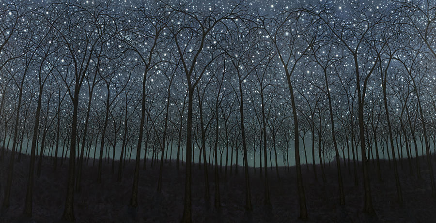 Starry Trees Painting by James W Johnson