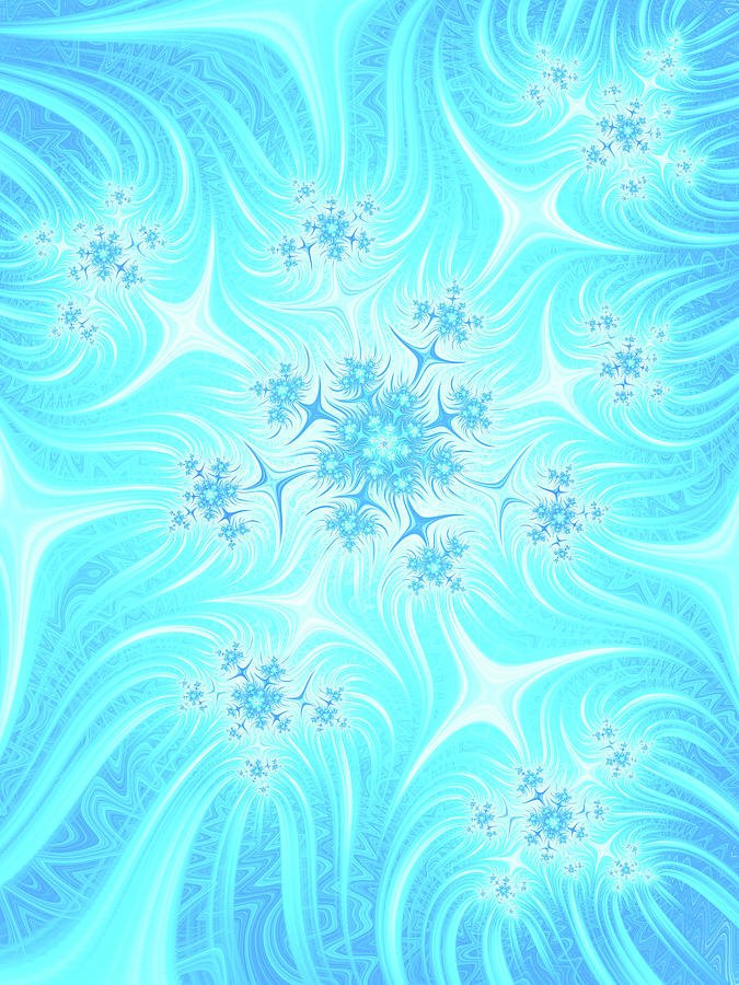 Winter Digital Art - Stars and Snowflakes by Anna Bliokh