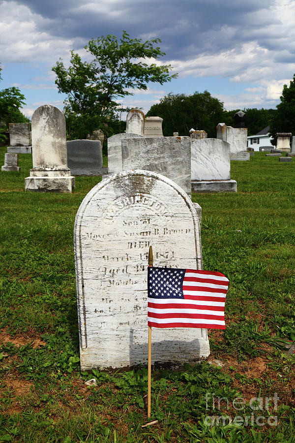 Stars and Stripes in Uniontown Cemetery Maryland Photograph by James Brunker