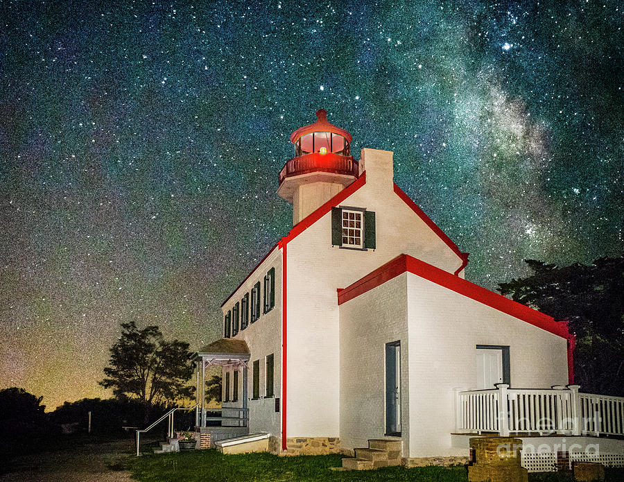 Stars of the Milky Way Over East Point Light Photograph by Nick Zelinsky Jr