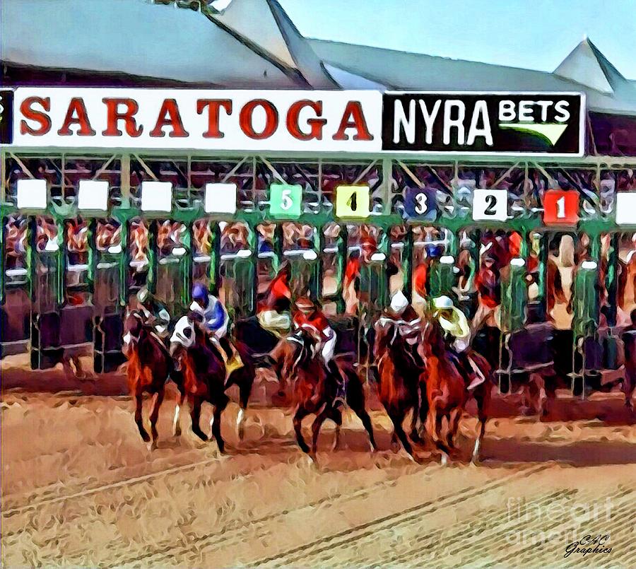 Horse Digital Art - Starting Gate Saratoga by CAC Graphics