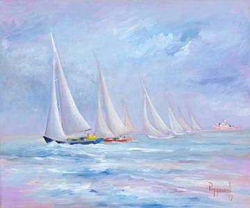 Sailboat Regatta Painting - Starting Line - Sailboat Regatta by Bob Pittman Sailboat Regatta Painting - Starting Line - Sailboat Regatta by Bob Pittman