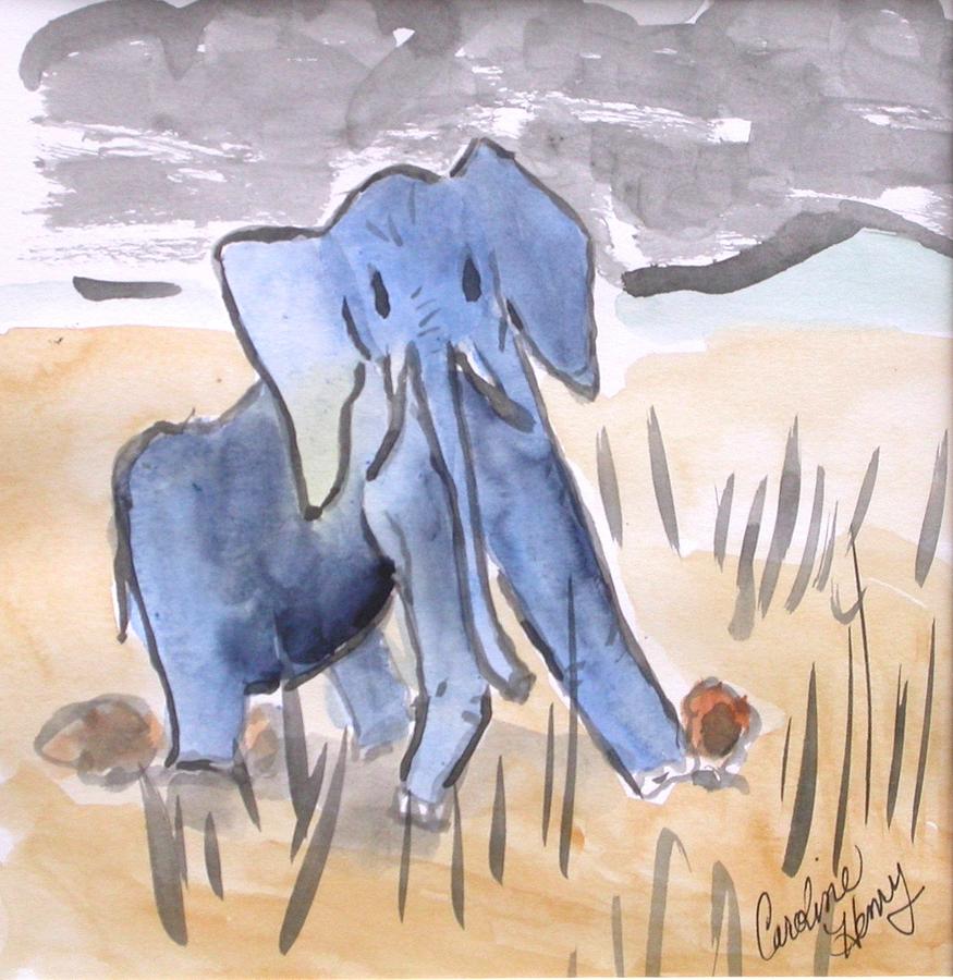 Startled Elephant Painting by Caroline Henry