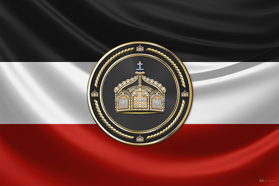 State Crown of the German Empire over Flag of the German Empire Digital Art by Serge Averbukh