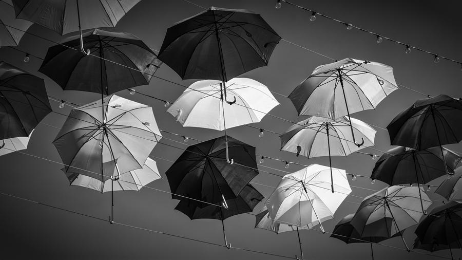 Umbrellas BW Photograph by Joan Carroll