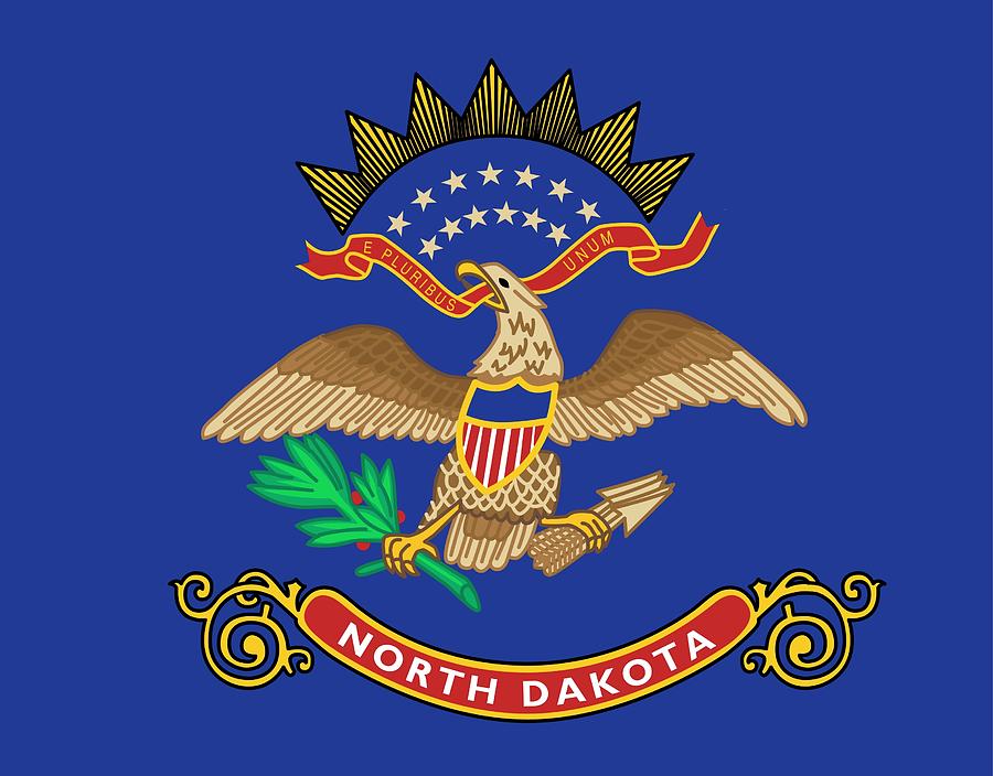 State Flag of North Dakota Painting by American School