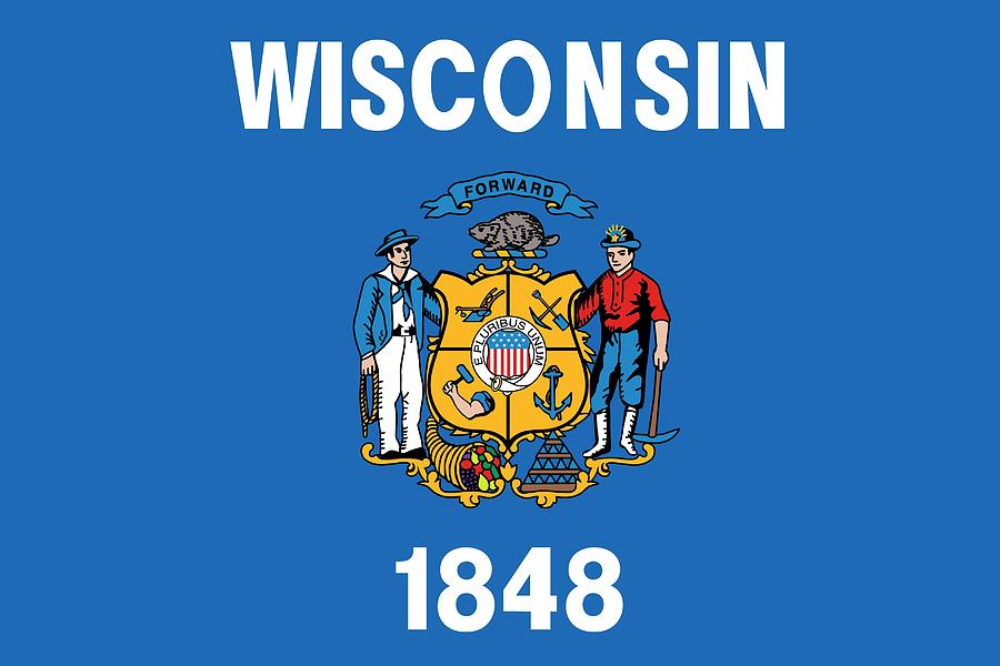 State Flag of Wisconsin Painting by American School